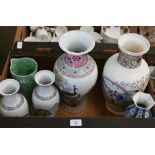 Five various Chinese vases and a Wade jug (box)