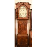 A 19th century mahogany and rosewood longcase clock with painted dial and eight day movement c/w