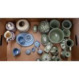 Collection of Wedgwood Jasper ware, 36 pieces including covers to/w an Art Deco Honiton pottery