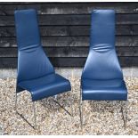 A set of four blue leather 'Lazy' dining chairs by Patricia Urquiola for B&B Italia (lot includes