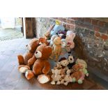 A large assortment of children's cuddly toys