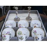 A boxed set of six Royal Worcester floral-printed coffee cups and saucers to/w a pair of loaded