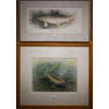 Dick Twinney - 'Rippling Waters', brown trout on river bed, watercolour, signed, 23.5 x 32 cm to/w