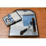 Art Deco silver and enamel manicure set in blue leather case (case f/r), Birmingham 1936, to/w a