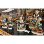 Ten Goebels Hummel figures of children, 9.5-13.5 cm high