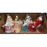 Eleven various Royal Doulton china figures - Paisley Shawl HN4091, Lilac Time HN2137, Molly HN4091,