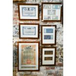 Three frames of banknotes - The Bank of the United States One Thousand Dollars, 1840 and Confederate