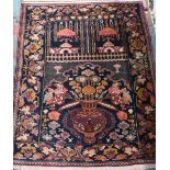 Belouch vase design prayer rug, 124 x 96 cm to/w a kelim-backed Belouch pillow bag, 120 x 59 cm (2)