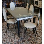 An Italian mid-century (1950s) black and ivory chinoiserie-decorated dining suite by Umberto