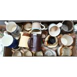 A collection of Victorian and later ceramic mugs and jugs, with official measures etc (box)