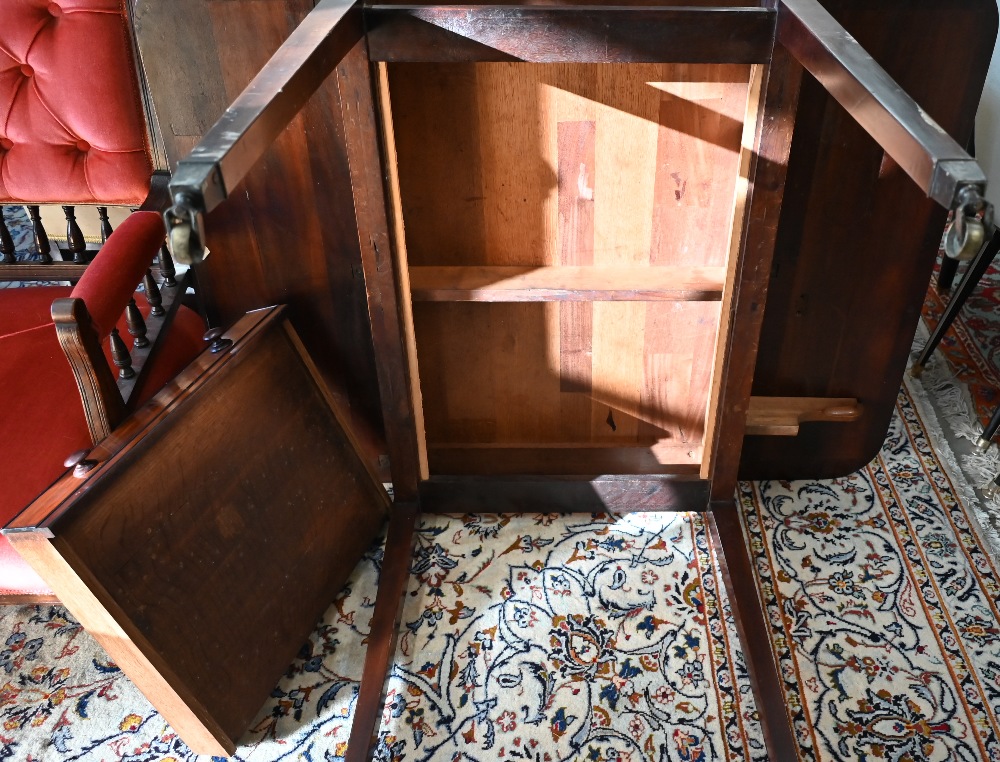 A 19th century two-drawer mahogany Pembroke table with coromandel cross-banding, drop leaf top - Image 6 of 9