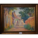 C Genge - A country lane, oil on canvas, signed to/w accompanying letter from the RA dated 1964,