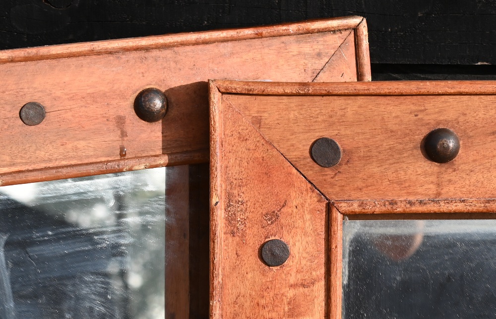 A pair of rectangular modern wall mirrors in hardwood frames with studded decoration, 91 cm x 60 - Image 2 of 3