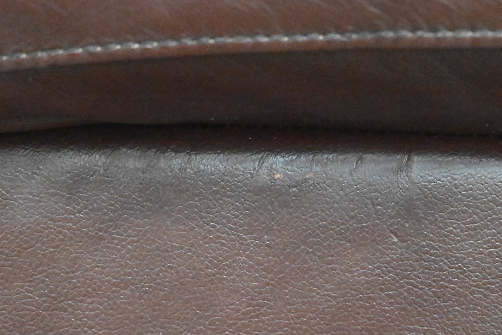 A brown leather two seater sofa, 180 cm w x 95 cm d x 95 cm h, to/w a matching three seater sofa, - Image 8 of 11