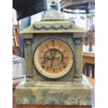 US Ansonia onyx mantel clock of architectural form, 34 cm high
