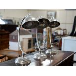 Three adjustable chrome-plated table lamps approx 50 cm high (3)