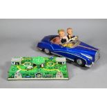 A Chinese tinplate 'Photoing in Car' model - blue Bentley, with automaton driver, the passenger with