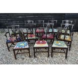 WITHDRAWN Twelve 19th century mahogany Chippendale style dining chairs with pierced vertical splats