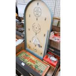 Edwardian Jacques Ping Pong set in original box to/w a bagatelle board, three vintage golf-ball