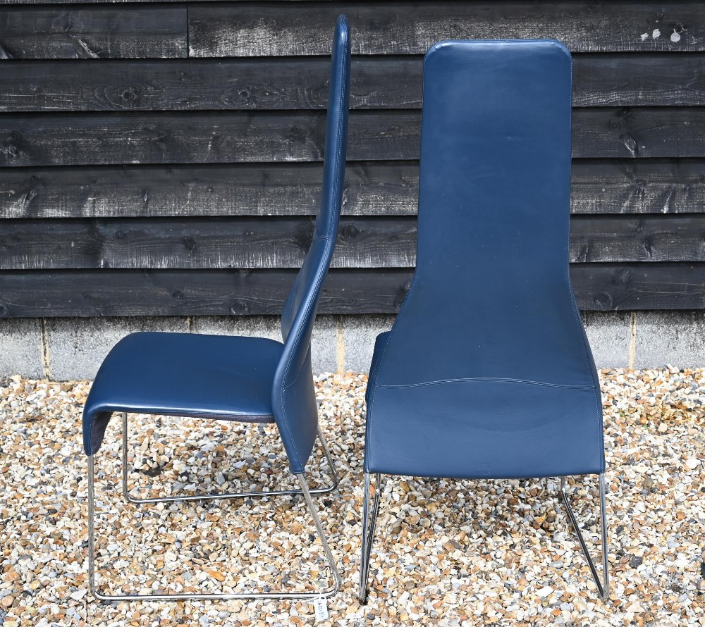 A set of four blue leather 'Lazy' dining chairs by Patricia Urquiola for B&B Italia (lot includes - Image 2 of 2