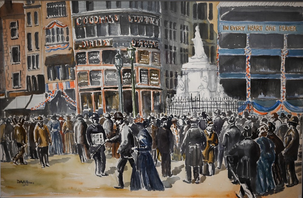 D A Atkins - Queen Victoria's Diamond Jubilee, watercolour, signed, 36 x 55 cm - Image 2 of 3