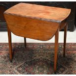 A 19th century bleached mahogany Pembroke table with end drawer, tapering square legs with brass