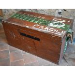 A vintage rope handled trunk to/with another trunk, both stencilled for a G Moore (2)
