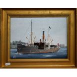 Capt A Jensen - 'SS Ulvsund', oil on canvas, signed lower left, 20 x 27 cm