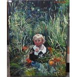B Matravers - 'Christopher Matravers garden at Garhethy Spencer's Wood', portrait of child sat in
