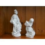 Two blanc de chine figures of a woman and child, 21/15 cm (2)