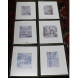 After Denis Flanders - A set of six prints depicting the interiors of Clothworkers Hall 1987-88, one