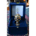 Fabergé gold-plated 'egg' ornament with hinged top, 9 cm high (boxed)