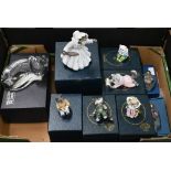 Six boxed Avalon Louis Wayne cats, to/w a Val St Lambert sleeping cat paperweight and two boxed