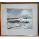 Peter Toms (b 1940) - 'Ice on the pond', watercolour, signed lower left, 22.5 x 28 cm