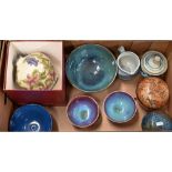 Studio pottery: four bowls with Sung-style glazes, to/w two covered bowls, Greystoke Gill