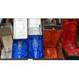 Six boxed limited edition Webb Corbett cut glass commemorative goblets (box)