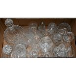 A set of six each Tudor Crystal tumblers and sherry glasses, to/w two cut glass ship's decanters and