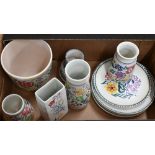 Collection of floral-painted Poole pottery, including six various vases, 23-13 cm, six wall-