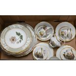 Spode china coffee service, printed with fruit to/w nine various decorative Spode cabinet plates (