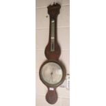 A 19th century inlaid mahogany wheel barometer with 20 cm silvered dial, by Brambana & Co, 100 cm