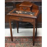 An Edwardiain inlaid walnut bonheur-du-jour with two drawers, a/f, 64 cm wide x 44 cm deep x 96 cm