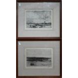 William Westley Manning (1868-1954) - Two drypoint etching pastoral views - A river scene and