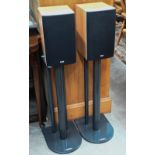 A pair of Bowers & Wilkins speakers on stands, 89 cm high serial no 0010996, DM600S3 a/f