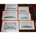 Six unattributed watercolour studies of naval vessels (6)