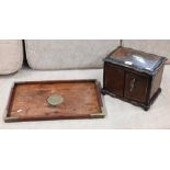 Inlaid amboyna and ebonised table-top cabinet, fitted with shallow drawers, 31 cm to/w a Chinese