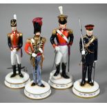 Four Michael Sutty porcelain Royal Artillery figures - 1815, 1820, 1840 and 1970 Ltd ed 21/250 23-20
