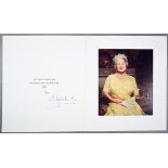 HM Queen Elizabeth the Queen Mother Christmas card with gilt cypher to cover, 1987, signed 'from