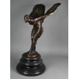 After Charles Sykes, a large brown patinated bronze 'Spirit of Ecstasy', on turned marble base, 65