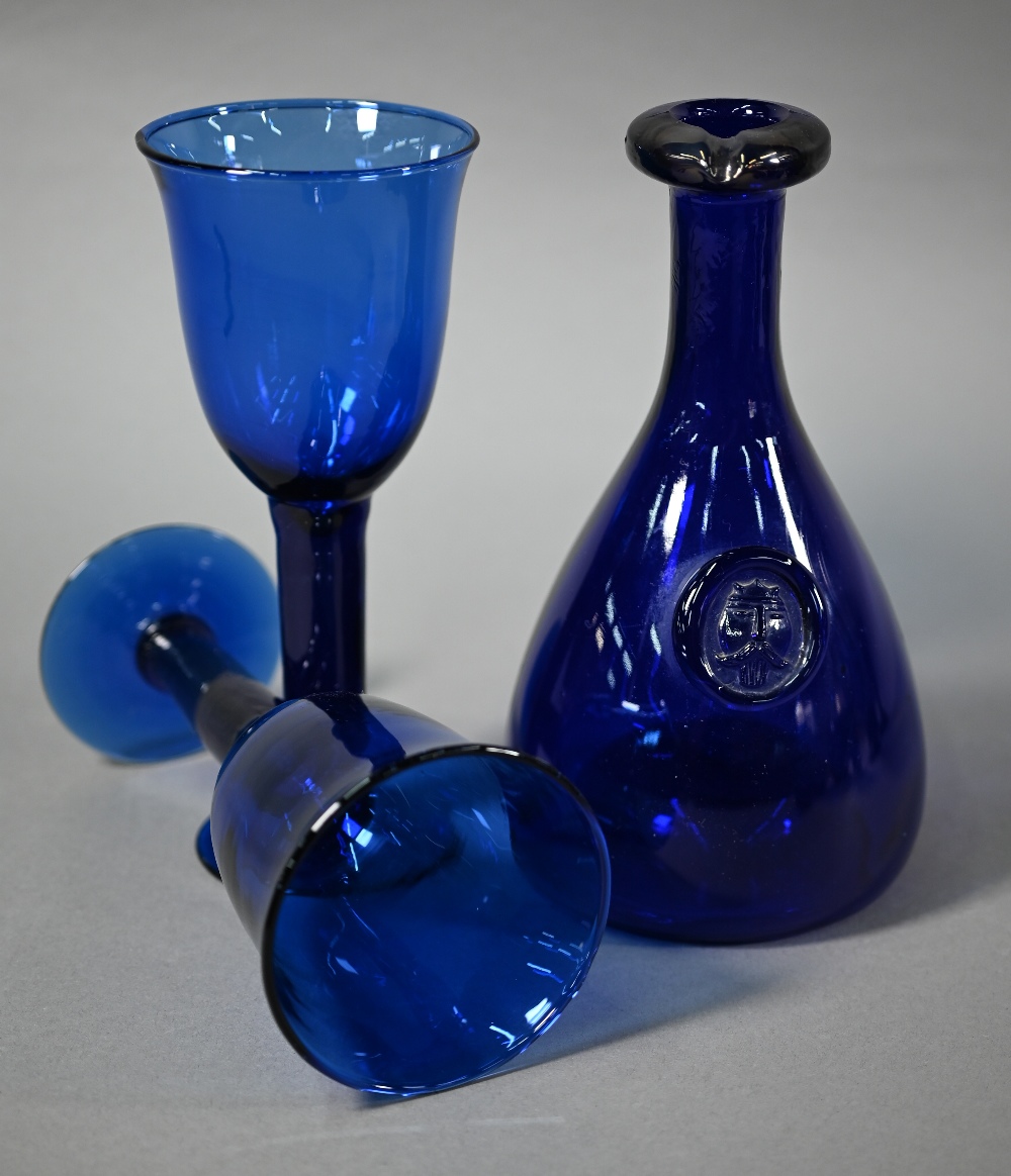 A selection of Victorian and later 'Bristol blue' drinking glasses, tea-blending bowl and another - Image 3 of 5