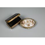 A Victorian brooch featuring hairwork scene of flowers and garlands, 6 x 4 cm and an agate and
